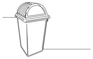 Plastic recycle waste dustbin in simple linear style vector