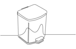 one line drawing trash bin clean environment vector