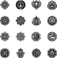 Collection of Glyph Style Religious Symbol Icons vector