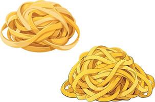 Tagliatelle pasta forming appealing round shapes on white background vector