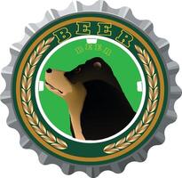 Beer bottle cap with bear head vector