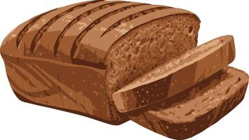 A loaf of bread is shown with slices cut out vector