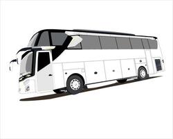 black and white bus illustration with side view vector