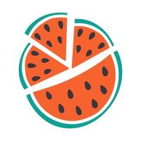 Various Watermelon slices with seed. Top view Circle composition watermelon parts. Design elements. Isolated illustration Thematic cards, posting or web promo banner, print materials, price tag vector