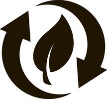 Doodle circular recycled arrow with leaf icon vector
