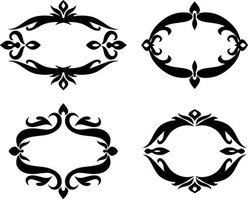 Vintage collection element Damask pattern Stencil set