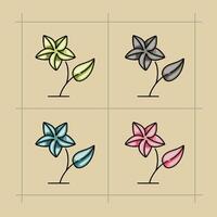 Flower and leaf with color vector