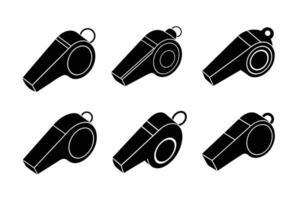 Referee whistle isolated in black and white vector