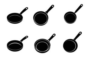 Set of clip art of frying pan and skillet vector