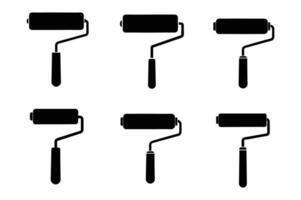 Roller set of six icons in different styles vector
