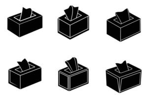 Set of tissue box silhouette icon vector