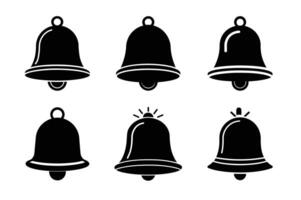 Set of black notification bell icons vector