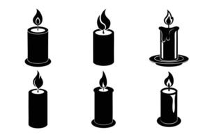 Set of Candle Silhouette on White Background vector