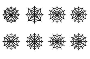 Halloween spider net line art icon set vector