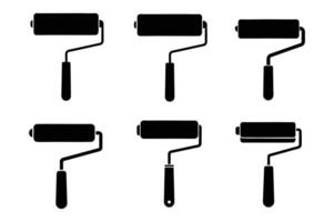 Roller set of six icons in different styles vector