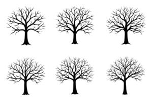 Set of Black Trees without leaves on white background vector