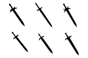 Medieval swords icons set vector