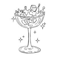 ice cream in a glass with ice cubes and stars vector