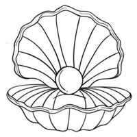 a shell with a pearl in it coloring page vector