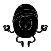 a black and white illustration of an egg with arms and legs vector