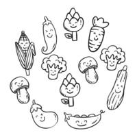 a drawing of vegetables in a circle vector