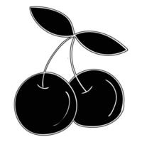 two cherries with leaves on a white background vector