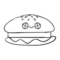 a drawing of a hamburger with eyes vector