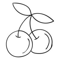 a drawing of two cherries on a white background vector