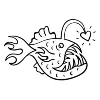 a cartoon fish with a heart in its mouth vector