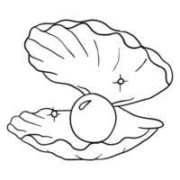 an oyster shell with a pearl inside coloring page vector