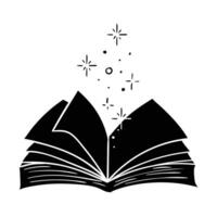 an open book with stars flying out of it vector
