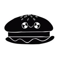 a black and white drawing of a hamburger vector