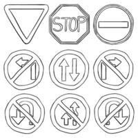 a set of different traffic signs and arrows vector