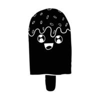 a black and white ice cream bar with a face on it vector