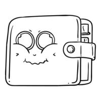 a cartoon wallet with eyes and a smile vector