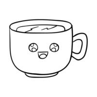a cup of coffee with a face drawn on it vector