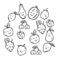 a circle of fruit with different faces vector