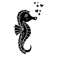 seahorse with hearts on its back vector