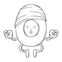 a cartoon egg with a hat and a fist vector