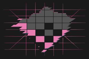 Abstract Pixelated Shape with Pink and Gray Tones. vector