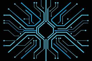 Abstract Circuit Board Design in Vibrant Cyan. vector