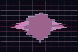 Abstract Pixelated Shape with Pink and Purple Grid Background. vector
