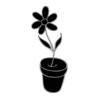 a flower pot with a single flower in it vector