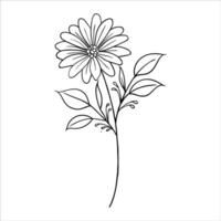 a flower is drawn in black and white on a white background vector