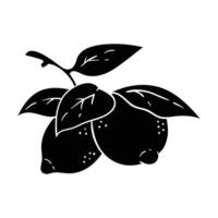 black and white illustration of a lemon tree vector