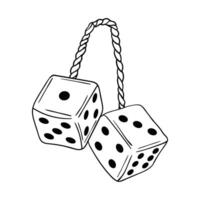 two dice hanging on a rope with a rope vector