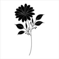 a black and white flower with leaves on it vector