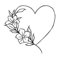 a heart with flowers in the middle and leaves on the outside vector