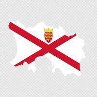 Jersey map silhouette with flag. vector