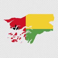 Guinea Bissau map silhouette with flag on white background vector